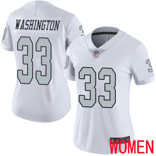 Oakland Raiders Limited White Women DeAndre Washington Jersey NFL Football #33 Rush Vapor Jersey->women nfl jersey->Women Jersey